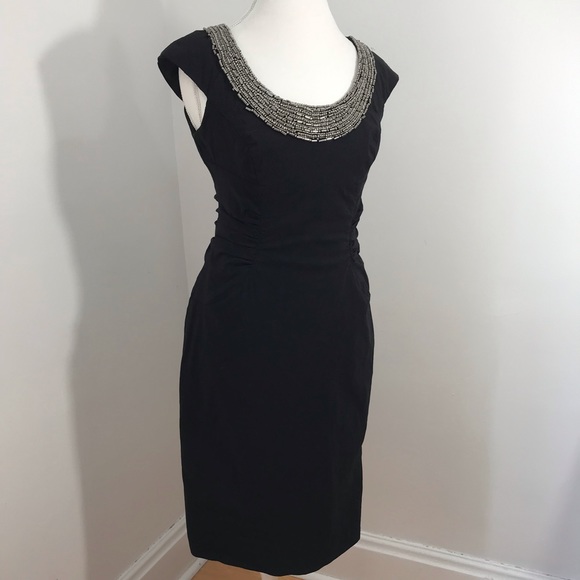 Adrianna Papell Black Beaded Neckline Dress - Picture 3 of 13